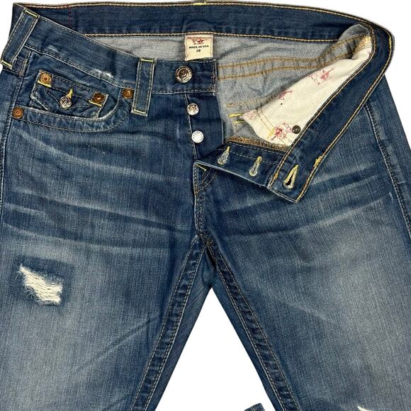 Vintage True Religion Jeans Y2K Size 28 Jordan Straight Leg Distressed denim USA - Picture 2 of 11